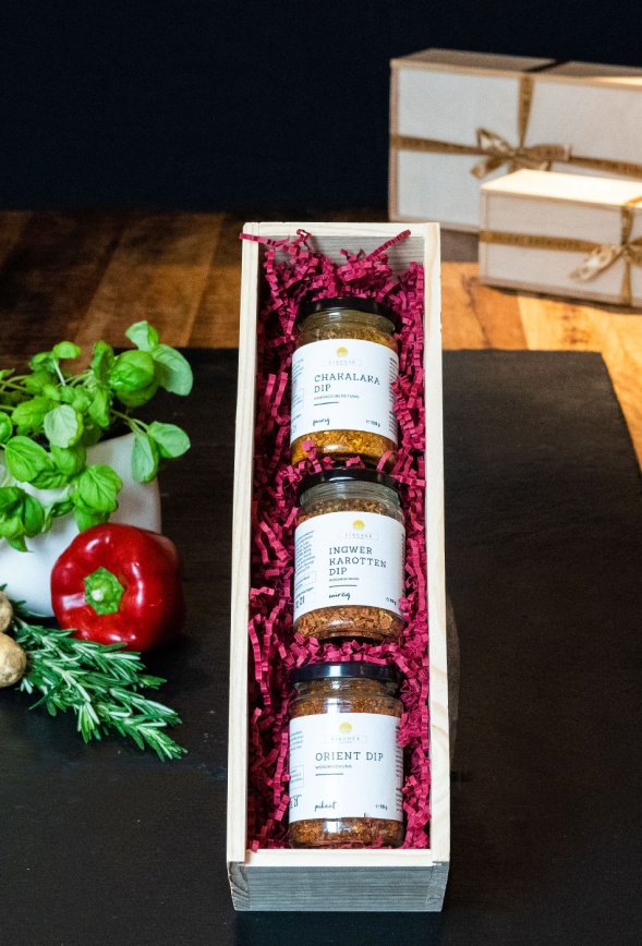 Geschenkset mit drei Dips aus der Manufaktur Fischer
